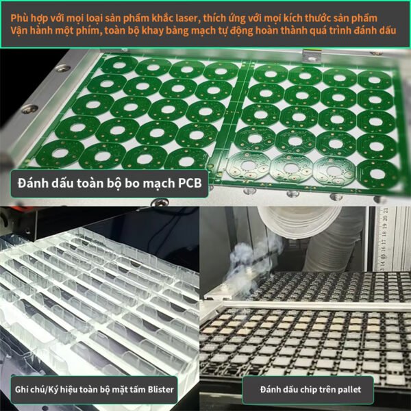 Máy đánh dấu laser UV/CO2/sợi quang, khu vực làm việc lớn 550x650mm, tích hợp bàn di chuyển trục XY - Hình ảnh 5