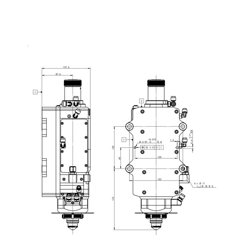 Đầu cắt laser BOCI dòng BLT6 – Công suất 0-30kW, tiêu cự FL200/300, tốc độ cao, chuyên dùng cho máy cắt kim loại - Hình ảnh 3